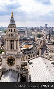 St paul cathedral London UK. Aerial View from its roof top