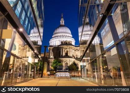 St paul cathedral with beautiful sunset twilight in London UK.