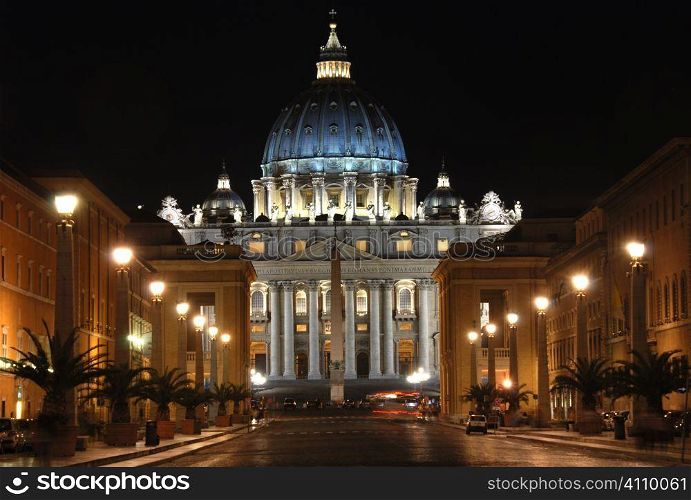 St. Peter&acute;s Basilica, Vatican City, Rome, Italy viewed along Via della Conciliazione