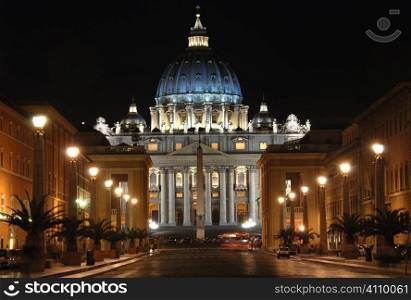 St. Peter&acute;s Basilica, Vatican City, Rome, Italy viewed along Via della Conciliazione