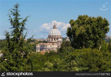 St. Peter&rsquo;s Basilica at the Vatican with sight Gianicolo hill.. St. Peter&rsquo;s Basilica at the Vatican with sight Gianicolo hill