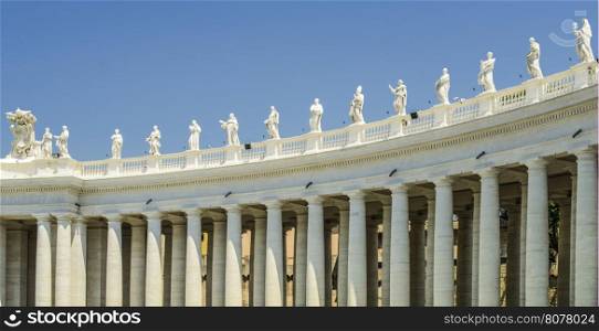 St. Peter's Squar, Vatican, Rome. Architectural details. Statues of saints