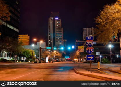 st petersburg florida city skyline and waterfront at night