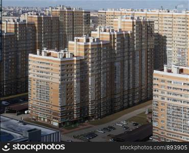 St. Petersburg, Russia April 15, 2019 residential buildings similar to anthills top view