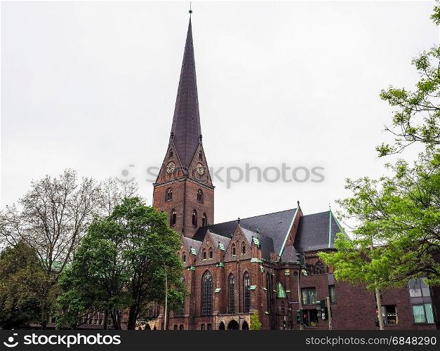 St Petri Church in Hamburg hdr. Hauptkirche St Petri (St Peter Church) aka Petrikirche in Hamburg, Germany, hdr