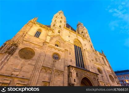 St. Stephan cathedral in Vienna at twilight, Austria