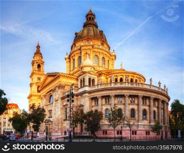 St. Stephen basilica in Budapest, Hungary in the morning