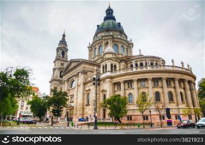 St. Stephen ( St. Istvan) Basilica in Budapest, Hungary in the evening