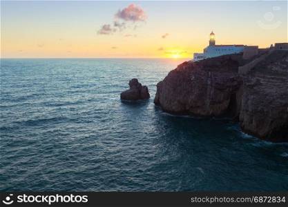 St. Vincente Lighthouse at sunset, Sagres, Portugal
