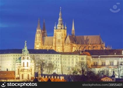 St. Vitus Cathedral at Prague Castle at night.. Prague. St. Vitus Cathedral.