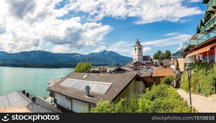 St. Wolfgang City on Wolfgangsee lake, Salzkammergut, Austria in a beautiful summer day