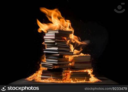 Stack book fire flame. Freedom magic. Generate AI. Stack book fire flame. Generate AI