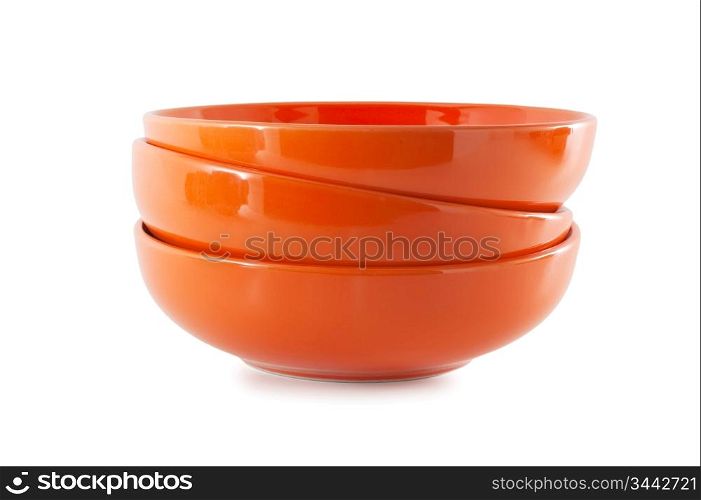 stack ceramic bowl isolated on white background