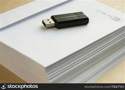 Stack envelopes and flash drive