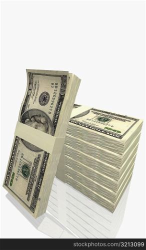 Stack of American twenty dollar bills
