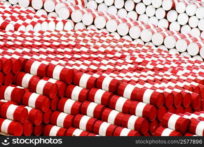 Stack of barrels at a petrochemical plant, Salvador, Brazil