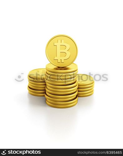 stack of bitcoin coins, isolated 3d rendering