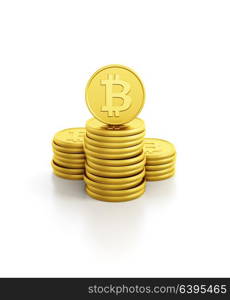 stack of bitcoin coins, isolated 3d rendering