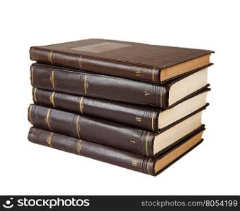 Stack of books isolated on a white background. Complete works