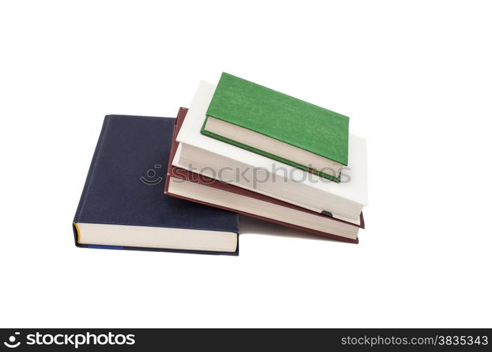 Stack of books isolated on white background