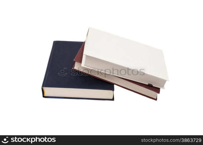 Stack of books isolated on white background