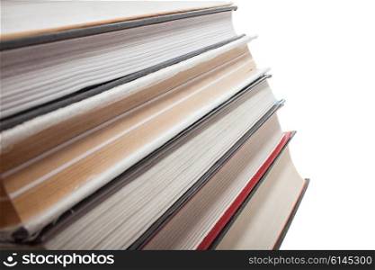 Stack of books isolated on white background