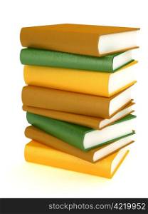 Stack of Books on white background . 3d render