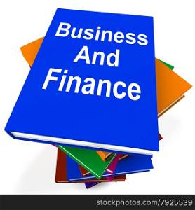 Stack Of Books Representing School Learning And Education. Business And Finance Book Stack Showing Businesses Finances