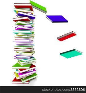 Stack Of Books With Some Falling Representing Learning And Education. Stack Of Books With Some Falling Represents Learning And Education