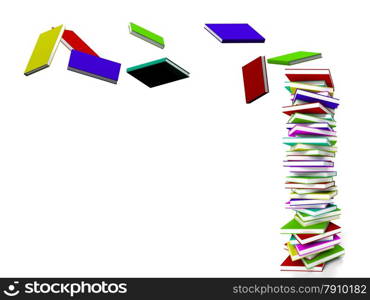 Stack Of Books With Some Flying Representing Learning And Education. Stack Of Books With Some Flying Represents Learning And Education