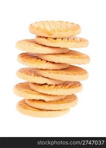 stack of butter cookies isolated on white background