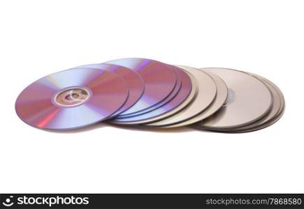 Stack of cd roms. CD &amp; DVD disk on white background