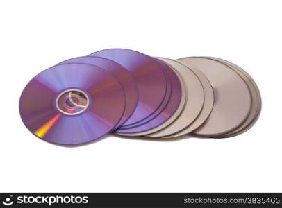 Stack of cd roms. CD & DVD disk on white background