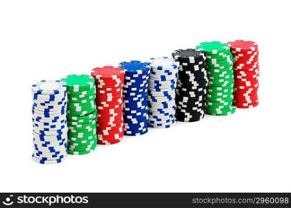 Stack of chips isolated on the white background