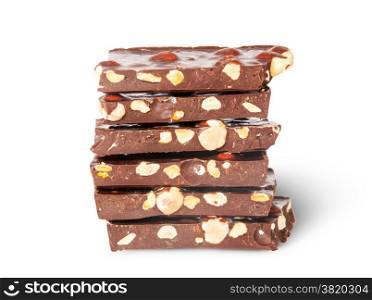Stack Of Chocolate Pieces Isolated On White Background