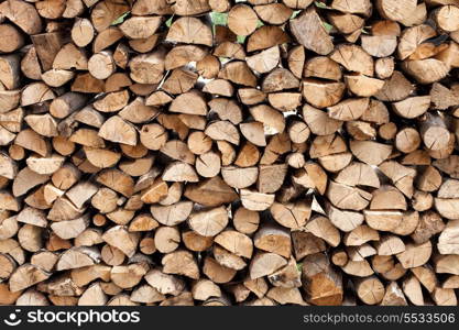 stack of chopped fire wood