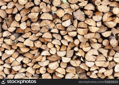 stack of chopped fire wood