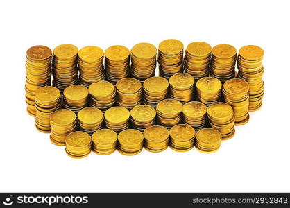 Stack of coins isolated on the white