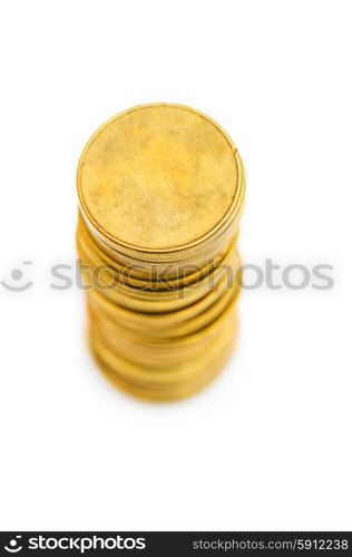 Stack of coins isolated on the white