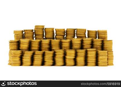 Stack of coins isolated on the white