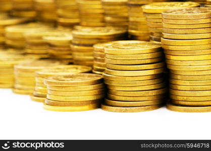 Stack of coins isolated on the white