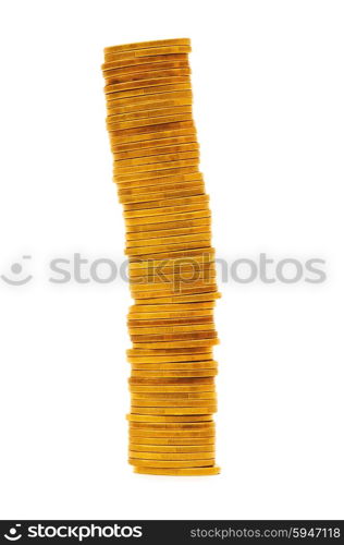 Stack of coins isolated on the white