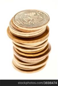 Stack of coins on a light gray background