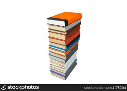 Stack of colored books isolated on white.