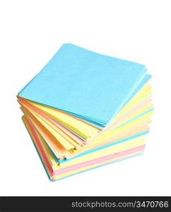 stack of colored paper isolated on white background