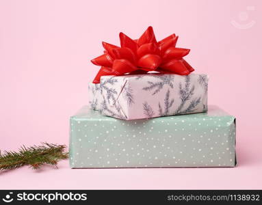 stack of colored paper wrapped gift boxes. great design for any purposes.