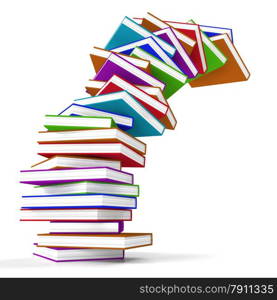 Stack Of Colorful Falling Books Representing Learning And Education. Stack Of Colorful Falling Books Represents Learning And Education