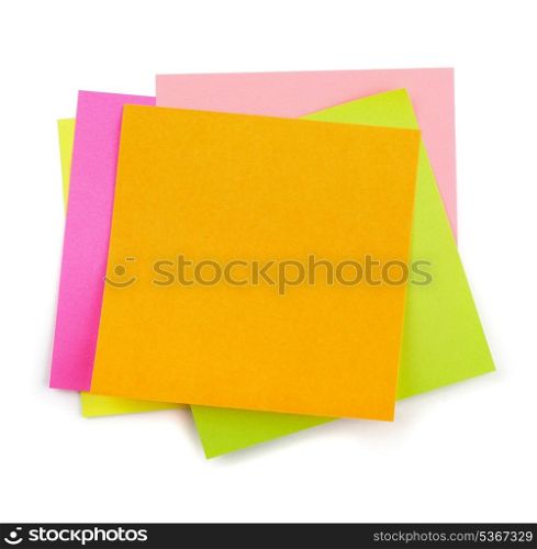 Stack of colorful post-it sticky notes isolated on white