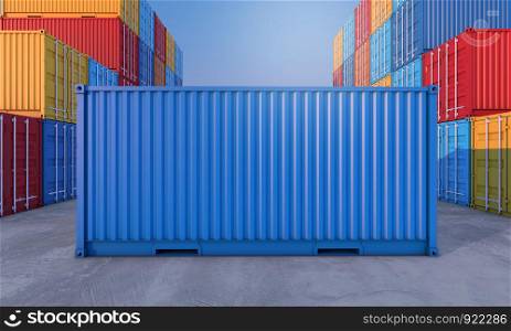 Stack of containers box, Cargo freight ship for import export logistics business, 3d rendering