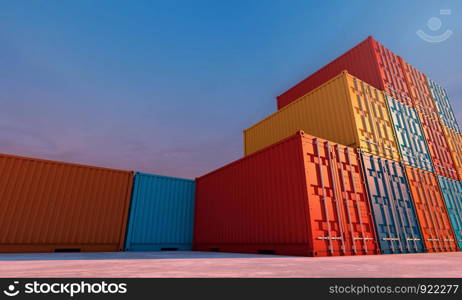 Stack of containers box, Cargo freight ship for import export logistics business